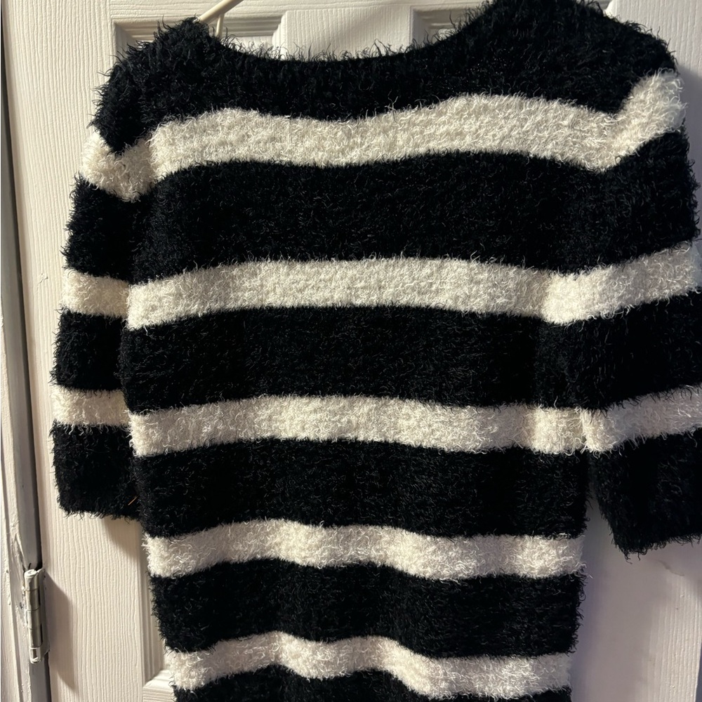 Philosophy Black and White Striped Sweater - Picture 3 of 5